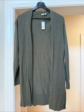 GAP Olive Green Open-Front Knit Cardigan